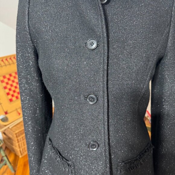 Talbots Black Jacket Blazer – 2Petite, Elegant Design Silver Metallic Thread - Picture 2 of 13